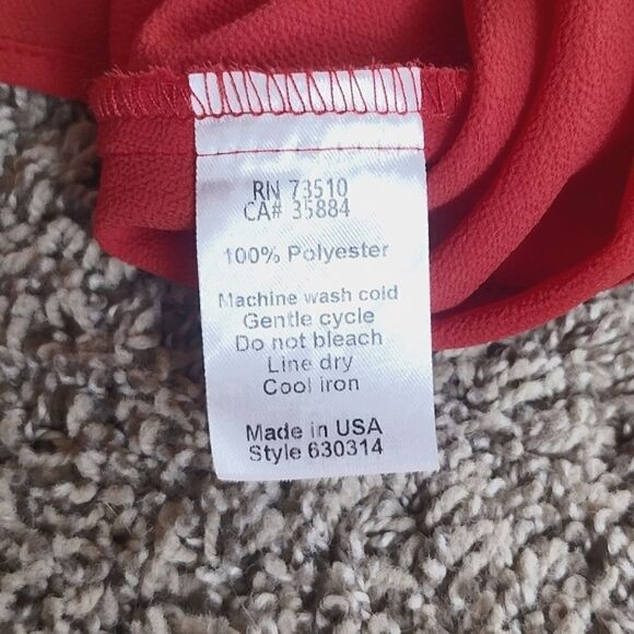 Ivy Jane Women's Size M/L Solid Primary Red Dressy Neck Tie Blouse Top - Picture 5 of 10